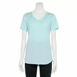 Women's Tek Gear® Essential Short Sleeve Graphic Tee -Casual Wear Hub 2631893 Aqua Speckle