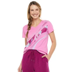 Women's Tek Gear® Essential Short Sleeve Graphic Tee -Casual Wear Hub 2631893 Floral Swoosh Pink