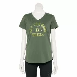 Women's Tek Gear® Essential Short Sleeve Graphic Tee -Casual Wear Hub 2631893 Olive See The Good