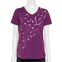 Women's Tek Gear® Essential Short Sleeve Graphic Tee -Casual Wear Hub 2631893 Purple Dots
