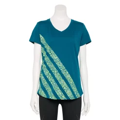 Women's Tek Gear® Essential Short Sleeve Graphic Tee -Casual Wear Hub 2631893 Teal Stripes