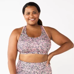 Plus Size Tek Gear® Racerback Low-Impact Sports Bra 68 Plus Size Tek Gear® Racerback Low-Impact Sports Bra -Casual Wear Hub 2750546 Coral Ditsy Floral