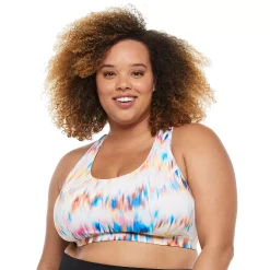 Plus Size Tek Gear® Racerback Low-Impact Sports Bra 47 Plus Size Tek Gear® Racerback Low-Impact Sports Bra -Casual Wear Hub 2750546 Coral Ink Print
