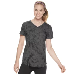 Women's Tek Gear® Essential Burnout Tee -Casual Wear Hub 3090912 Burnout Black Gray
