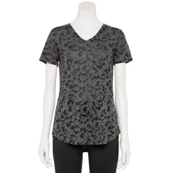 Women's Tek Gear® Essential Burnout Tee -Casual Wear Hub 3090912 New Black Burnout