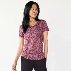 Women's Tek Gear® Essential Burnout Tee -Casual Wear Hub 3090912 Wine Burnout