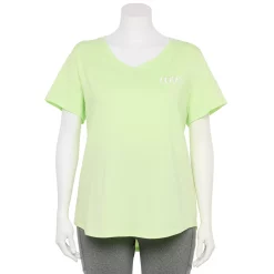 Plus Size Tek Gear® Essential Short Sleeve V-Neck Tee -Casual Wear Hub 3112953 Green Love