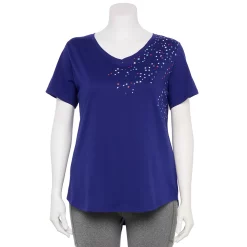 Plus Size Tek Gear® Essential Short Sleeve V-Neck Tee -Casual Wear Hub 3112953 Navy Stars