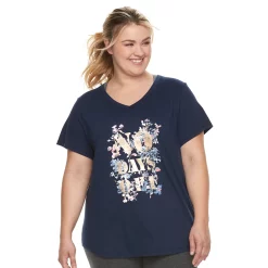 Plus Size Tek Gear® Essential Short Sleeve V-Neck Tee -Casual Wear Hub 3112953 No Days Off Navy