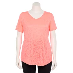 Plus Size Tek Gear® Essential Short Sleeve V-Neck Tee -Casual Wear Hub 3112953 Orange Burnout