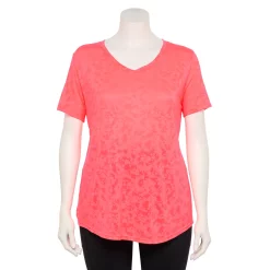 Plus Size Tek Gear® Essential Short Sleeve V-Neck Tee -Casual Wear Hub 3112953 Pink Burnout