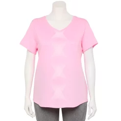 Plus Size Tek Gear® Essential Short Sleeve V-Neck Tee -Casual Wear Hub 3112953 Rose Geometric