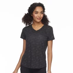 Petite Tek Gear® Moisture-Wicking V-Neck Tee -Casual Wear Hub 3220626 Black