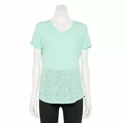Petite Tek Gear® Moisture-Wicking V-Neck Tee -Casual Wear Hub 3220626 Mint Burnout