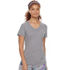 Petite Tek Gear® Moisture-Wicking V-Neck Tee -Casual Wear Hub 3220626 Smokey Slate