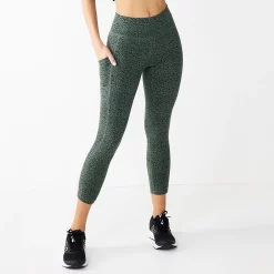 Women's Tek Gear® Essential High-Waisted Capri Leggings -Casual Wear Hub 3977494 Olive Cheetah
