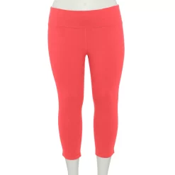 Plus Size Tek Gear® Essential High-Waisted Capri Leggings -Casual Wear Hub 4215123 Fanatic Pink