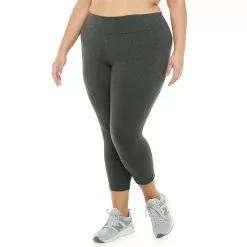 Plus Size Tek Gear® Essential High-Waisted Capri Leggings -Casual Wear Hub 4215123 Ink Heather