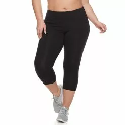 Plus Size Tek Gear® Essential High-Waisted Capri Leggings -Casual Wear Hub 4215123 Mineral Black ALT2