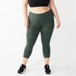 Plus Size Tek Gear® Essential High-Waisted Capri Leggings -Casual Wear Hub 4215123 Olive Cheetah
