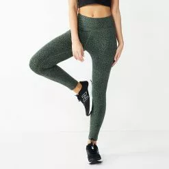 Women's Tek Gear® Essential High-Waisted Leggings -Casual Wear Hub 4276683 Olive Cheetah