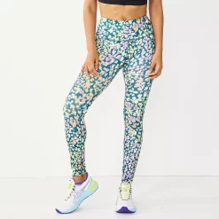 Women's Tek Gear® High-Waisted Pocket Leggings -Casual Wear Hub 4490797 Teal Leopard