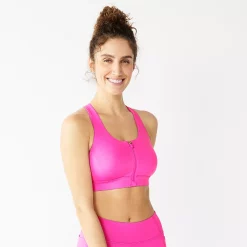 Tek Gear® Zip-Front Medium-Impact Sports Bra 46 Tek Gear® Zip-Front Medium-Impact Sports Bra -Casual Wear Hub 4657353 Fuchsia Cashmere
