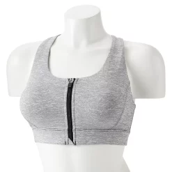 Tek Gear® Zip-Front Medium-Impact Sports Bra 32 Tek Gear® Zip-Front Medium-Impact Sports Bra -Casual Wear Hub 4657353 Heather Black