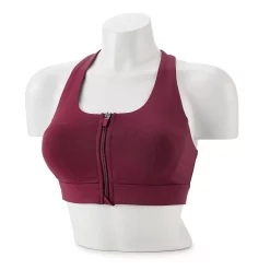 Tek Gear® Zip-Front Medium-Impact Sports Bra 50 Tek Gear® Zip-Front Medium-Impact Sports Bra -Casual Wear Hub 4657353 Night Sangria