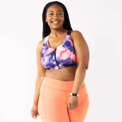 Plus Size Tek Gear® Zip-Front Medium Impact Sports Bra -Casual Wear Hub 4787908 American Dye