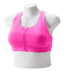 Plus Size Tek Gear® Zip-Front Medium Impact Sports Bra -Casual Wear Hub 4787908 Fuchsia Cashmere