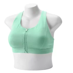Plus Size Tek Gear® Zip-Front Medium Impact Sports Bra -Casual Wear Hub 4787908 Glaze Green