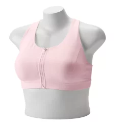 Plus Size Tek Gear® Zip-Front Medium Impact Sports Bra -Casual Wear Hub 4787908 Pink Layer