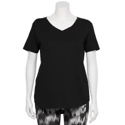 Plus Size Tek Gear® Core V-Neck Tee -Casual Wear Hub 4998289 Mineral Black