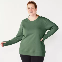 Plus Size Tek Gear® Ultrasoft Fleece Crewneck Sweatshirt -Casual Wear Hub 5000133 Esta Olive