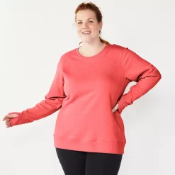 Plus Size Tek Gear® Ultrasoft Fleece Crewneck Sweatshirt -Casual Wear Hub 5000133 Fanatic Pink