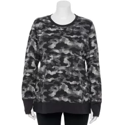 Plus Size Tek Gear® Ultrasoft Fleece Crewneck Sweatshirt -Casual Wear Hub 5000133 Gray Camo
