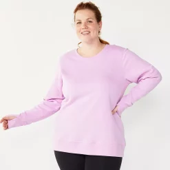 Plus Size Tek Gear® Ultrasoft Fleece Crewneck Sweatshirt -Casual Wear Hub 5000133 Lavender