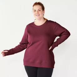 Plus Size Tek Gear® Ultrasoft Fleece Crewneck Sweatshirt -Casual Wear Hub 5000133 Night Sangria