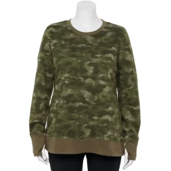 Plus Size Tek Gear® Ultrasoft Fleece Crewneck Sweatshirt -Casual Wear Hub 5000133 Olive Camo