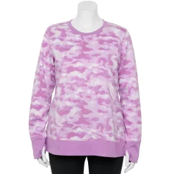 Plus Size Tek Gear® Ultrasoft Fleece Crewneck Sweatshirt -Casual Wear Hub 5000133 Purple Camo