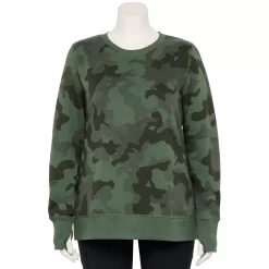 Plus Size Tek Gear® Ultrasoft Fleece Crewneck Sweatshirt -Casual Wear Hub 5000133 Sage Camo