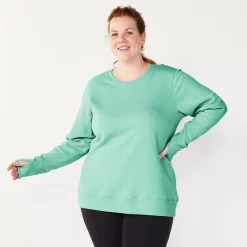 Plus Size Tek Gear® Ultrasoft Fleece Crewneck Sweatshirt -Casual Wear Hub 5000133 Shy Green