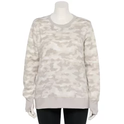 Plus Size Tek Gear® Ultrasoft Fleece Crewneck Sweatshirt -Casual Wear Hub 5000133 White Camo