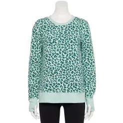 Women's Tek Gear® Ultrasoft Fleece Sweatshirt -Casual Wear Hub 5011252 Green Leopard 1