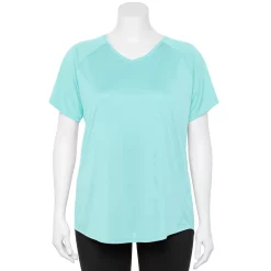 Plus Size Tek Gear® Performance Core V-Neck Tee -Casual Wear Hub 5016444 Aqua Crystal