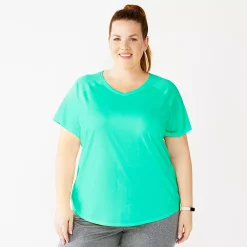 Plus Size Tek Gear® Performance Core V-Neck Tee -Casual Wear Hub 5016444 Aruba Bay