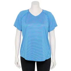 Plus Size Tek Gear® Performance Core V-Neck Tee -Casual Wear Hub 5016444 Blue Spacedye