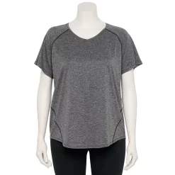 Plus Size Tek Gear® Performance Core V-Neck Tee -Casual Wear Hub 5016444 Charcoal