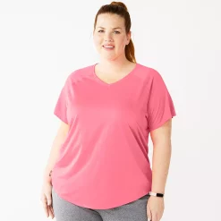 Plus Size Tek Gear® Performance Core V-Neck Tee -Casual Wear Hub 5016444 Coral Garden